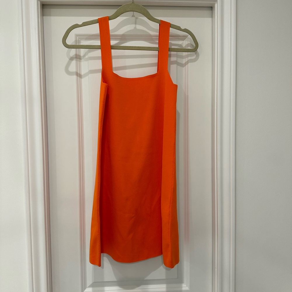 Bright orange mini dress
